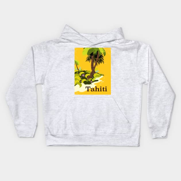 Tahiti vintage style travel poster Kids Hoodie by nickemporium1